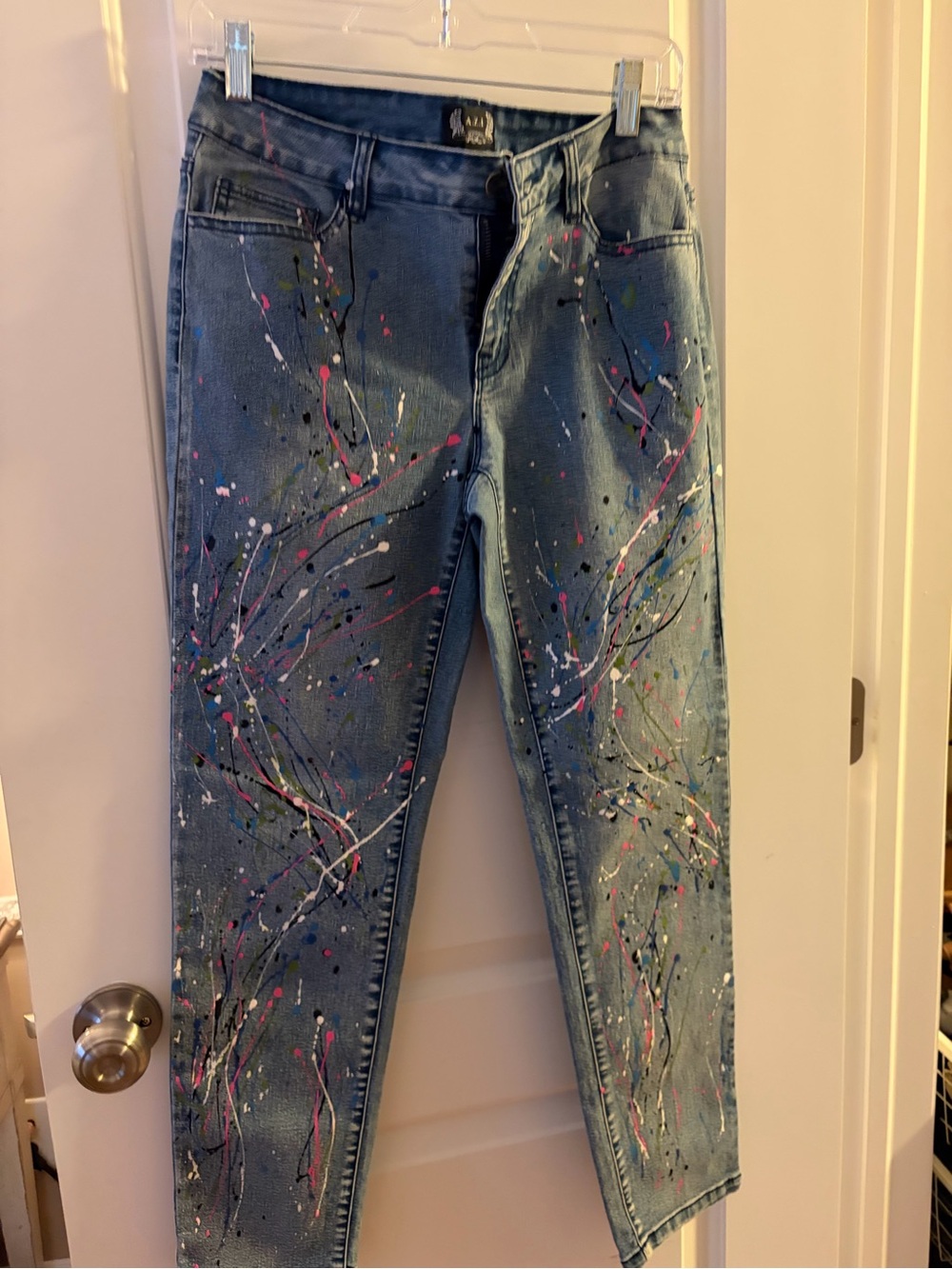 Paint-Splatter Skinny Jeans - Blue